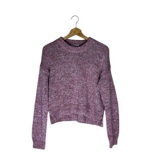 Madewell Cropped Pull-Over Marled Knit Sweater Size Medium